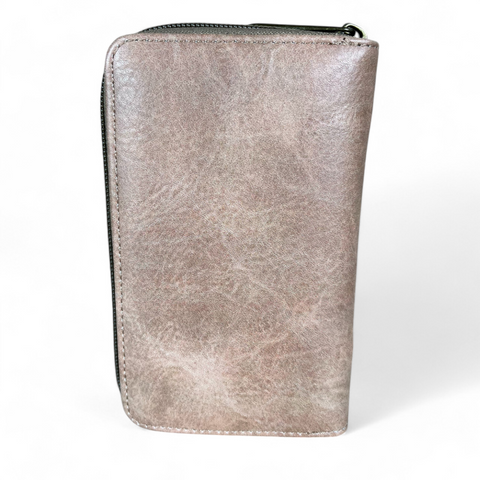 KHAKI Medium Cotton Road PU Leather Wallet with PROTEA