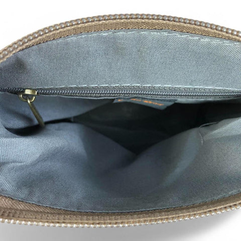 KHAKI PU Leather Cotton Road Sling Bag with EMBOSSED FLOWERS