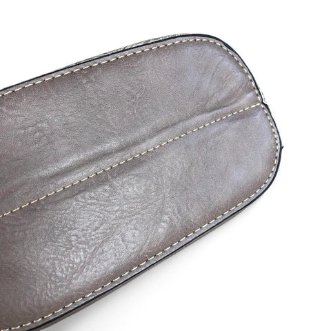 KHAKI PU Leather Cotton Road Sling Bag with EMBOSSED FLOWERS