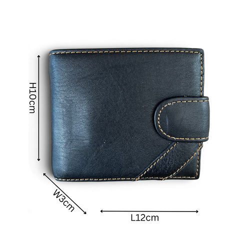 Black Vivace men's genuine leather wallet with clip and multiple card slots in slim bifold design