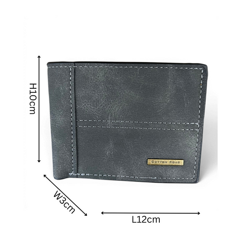 Cotton Road Wallet: Grey PU Leather for the Stylish Man