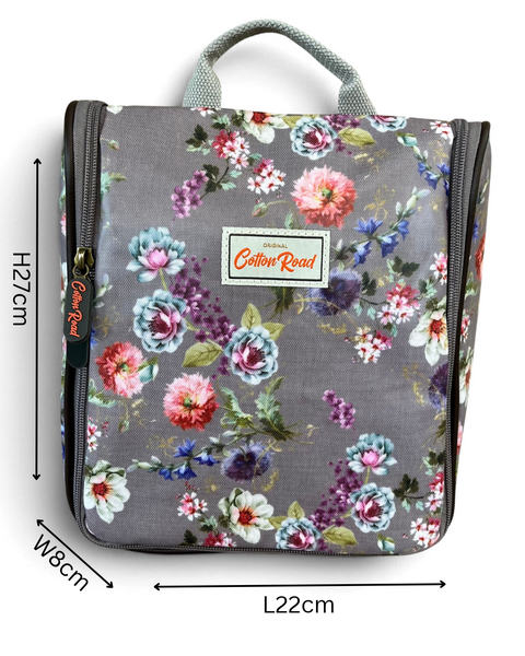 Cotton Road Travel Bag: MAUVE FLORAL PVC Foldaway WEEKENDER with Matching Vanity Bag