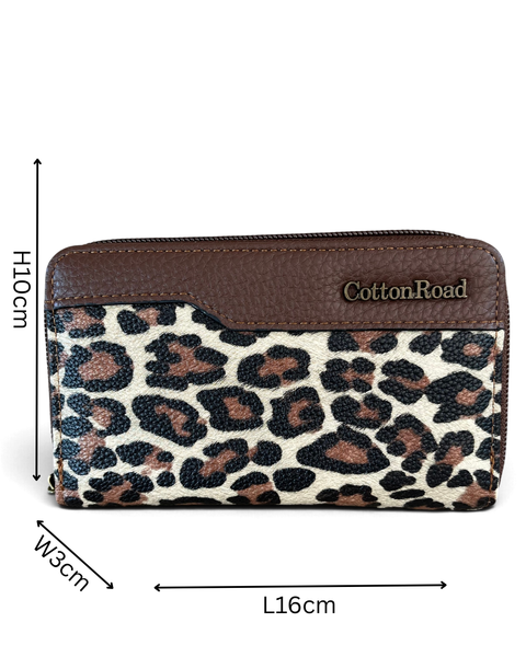 Cotton Road Handbag: Stylish BROWN Leopard Print PU Leather with Matching Wallet
