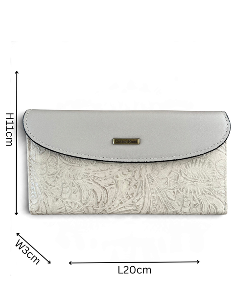 Cotton Road Handbag: KHAKI PU Leather with EMBOSSED Panel and Matching Wallet