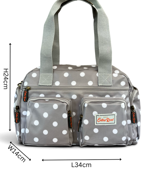 Cotton Road Handbag: GREY PVC Bag with DOTS for Everyday Use