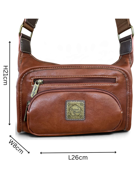 Cotton Road Sling Bag: Brown PU Leather Crossbody Bag for Versatile Style