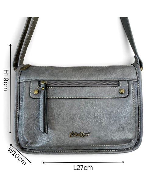 Cotton Road Sling Bag: GREY PU Leather Crossbody Bag for Versatile Style