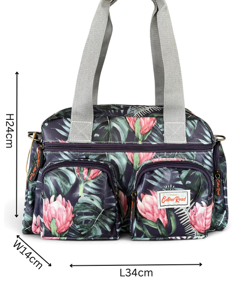 Cotton Road Handbag: BLUE PVC with PROTEAS for Everyday Use