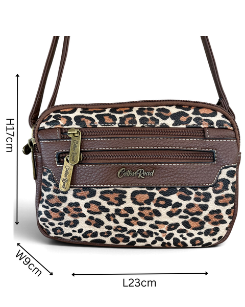 Cotton Road Sling Bag: Stylish BROWN Leopard Print PU Leather Crossbody