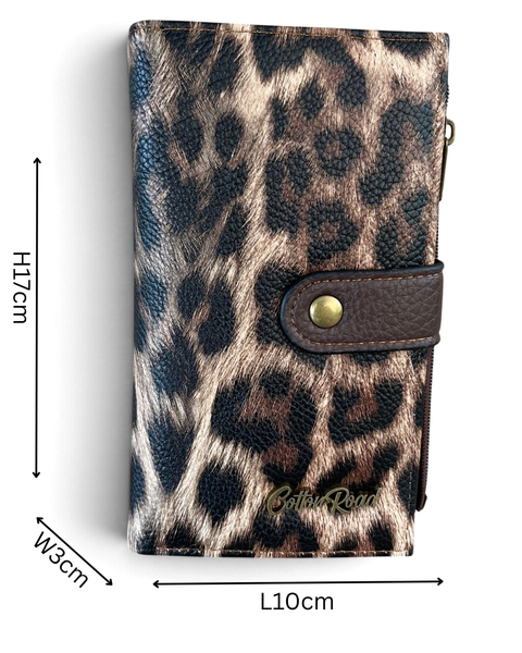 Cotton Road Sling Bag: Stylish COFFEE BROWN Leopard Print PU Leather with Matching Wallet