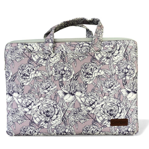 LILAC FLORAL Cotton Road PVC Laptop Bag / Carry Sleeve with Padded Inner
