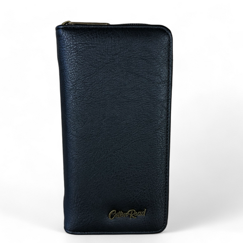 Large BLACK Cotton Road PU Leather CARD Holder