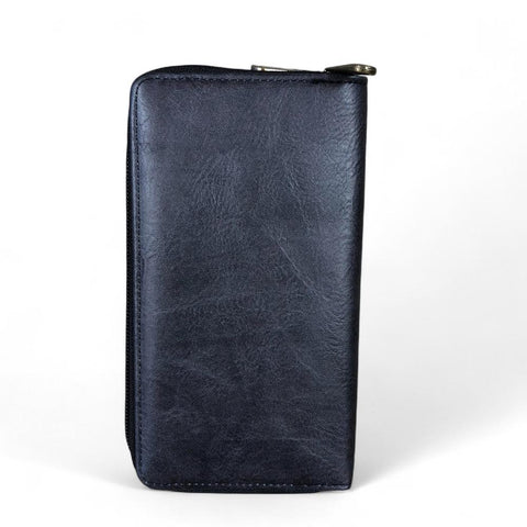 Large BLACK PU LEATHER Cotton Road Wallet with PROTEA