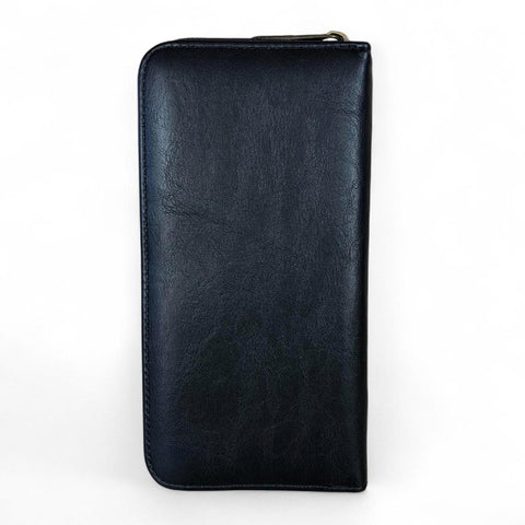 Large BLACK PU Leather Cotton Road Wallet
