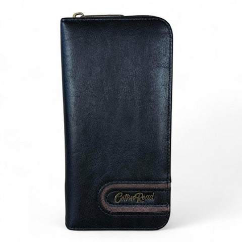 Large BLACK PU Leather Cotton Road Wallet