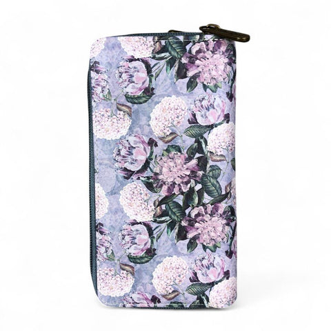 Large BLUE FLORAL PU Leather Cotton Road Wallet