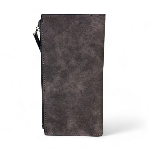 Large BROWN Cotton Road PU Leather Wallet with CLIP