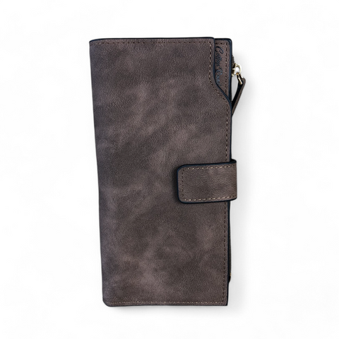 Large BROWN Cotton Road PU Leather Wallet with CLIP