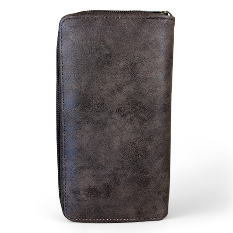 Large BROWN Cotton Road PU Leather Wallet with WINDMILL