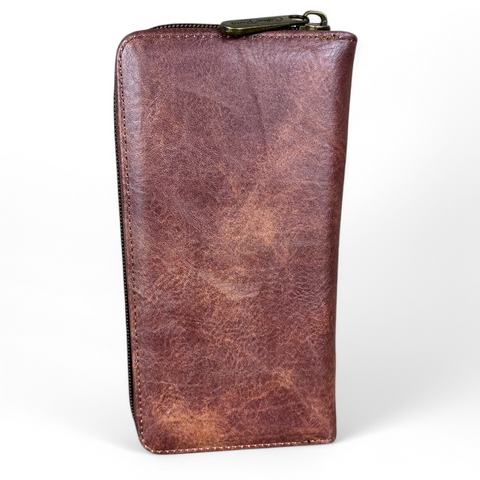 Large BROWN PU LEATHER Cotton Road Wallet with PROTEAS