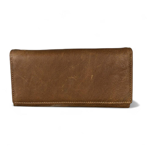 Large BROWN VIVACE Genuine Leather Wallet with Twin Zip Pockets