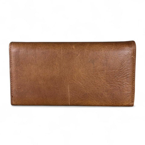 Large CAMEL BROWN Tri-Fold VIVACE Genuine Leather Wallet