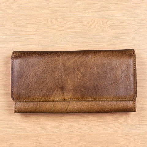 Large CAMEL BROWN Tri-Fold VIVACE Genuine Leather Wallet