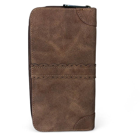 Large CAMEL PU Leather Cotton Road Wallet with TRIM