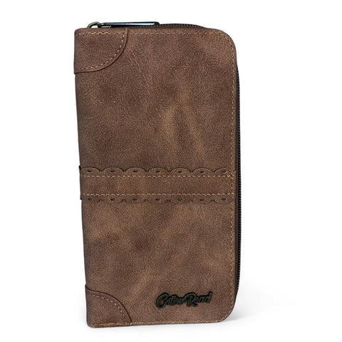 Large CAMEL PU Leather Cotton Road Wallet with TRIM