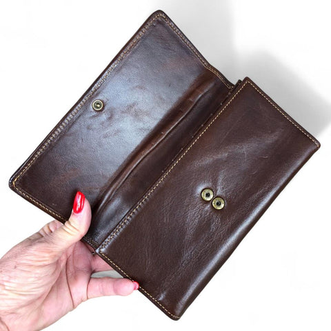 Large COFFEE BROWN Tri-Fold VIVACE Genuine Leather Wallet