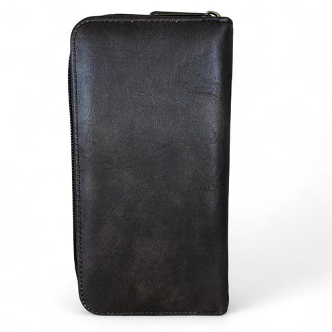 Large Dark BROWN PU Leather Cotton Road Wallet