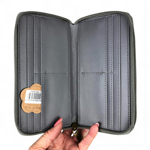 Large GREY FLORAL PU LEATHER Cotton Road Wallet