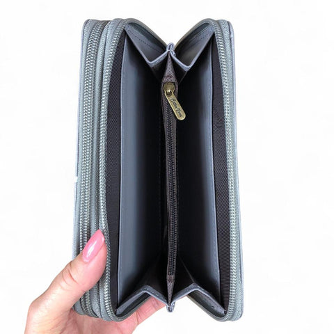 Large GREY FLORAL PU LEATHER Cotton Road Wallet