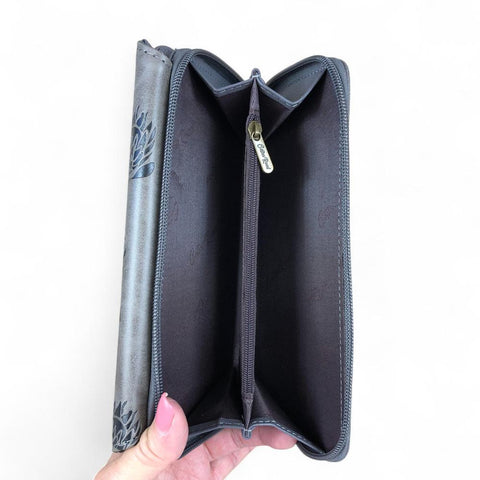 Large GREY PROTEA Tri-Fold Cotton Road PU Leather Wallet