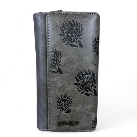 Large GREY PROTEA Tri-Fold Cotton Road PU Leather Wallet