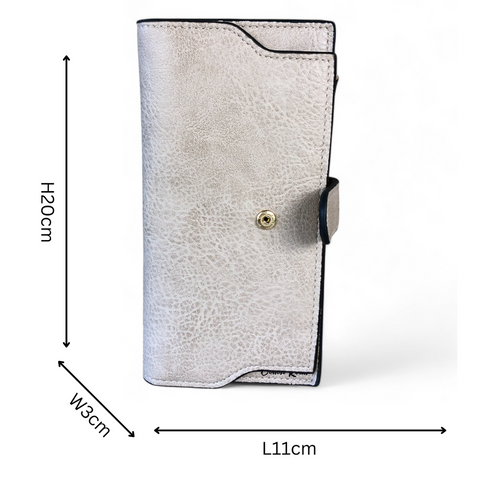Large KHAKI Cotton Road PU Leather Wallet with CLIP