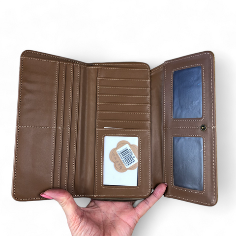 Large KHAKI PROTEA Tri-Fold Cotton Road PU Leather Wallet