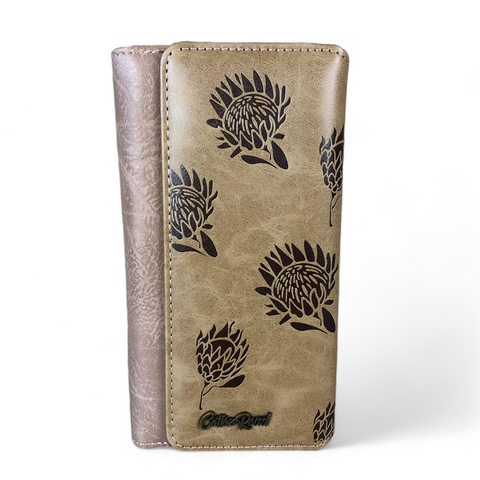Large KHAKI PROTEA Tri-Fold Cotton Road PU Leather Wallet