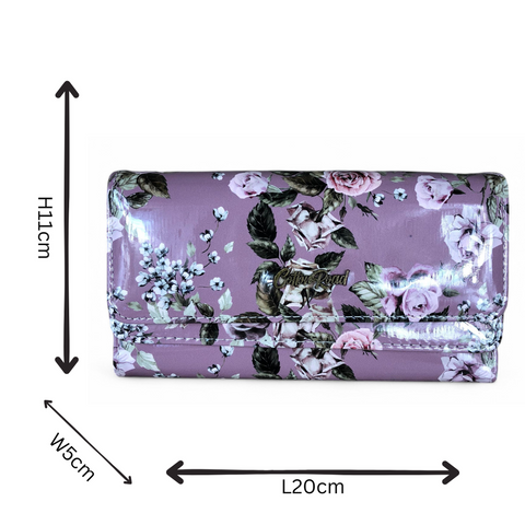 Large MAUVE FLORAL PVC Cotton Road Wallet