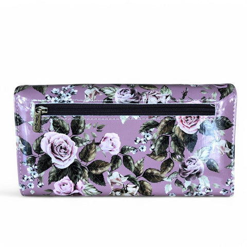 Large MAUVE FLORAL PVC Cotton Road Wallet
