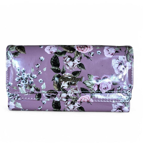 Large MAUVE FLORAL PVC Cotton Road Wallet
