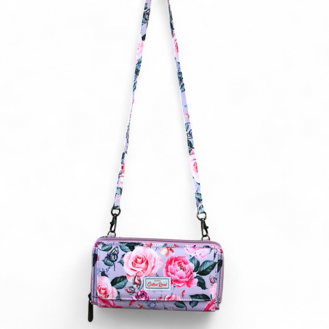 Large PINK Cotton Road PVC Cellphone Sling Wallet with FLOWERS