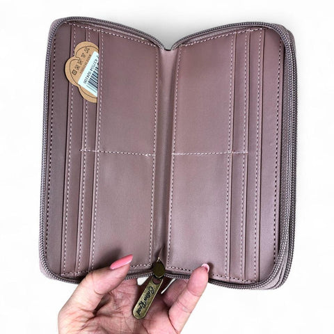 Large PINK FLORAL PU LEATHER Cotton Road Wallet