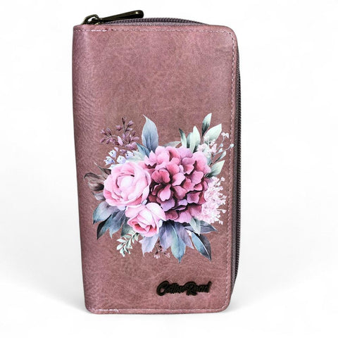 Large PINK FLORAL PU LEATHER Cotton Road Wallet