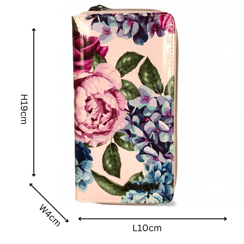 Large PINK FLORAL PVC Cotton Road Wallet