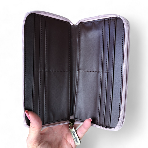 Large PINK FLORAL PVC Cotton Road Wallet