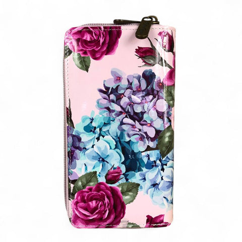 Large PINK FLORAL PVC Cotton Road Wallet
