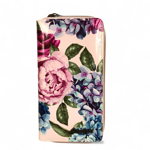 Large PINK FLORAL PVC Cotton Road Wallet