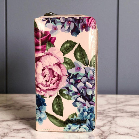Large PINK FLORAL PVC Cotton Road Wallet