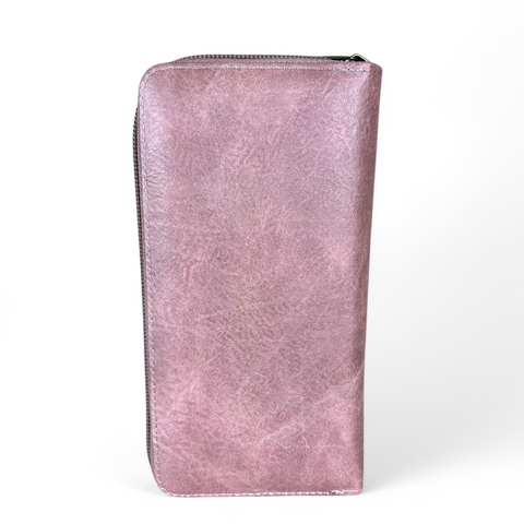Large PINK PU LEATHER Cotton Road Wallet with FLOWERS